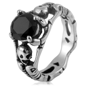 Anillo de calavera y esqueleto yunnique con circonita cúbica roja, joyería de moda para hombre, regalo - Product Image 4