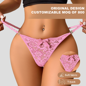 Slip perizoma da <span class=keywords><strong>donna</strong></span> con fiocco, tinta unita, traspirante, comodo, sexy, in pizzo - Outlet di fabbrica - Product Image 3
