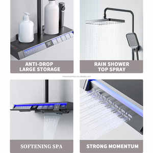 Tiktok Hot Sale Gun Grau Weiß Farbe Led Digital anzeige Piano Key Dusch system Set Wand <span class=keywords><strong>massage</strong></span> Bad armaturen <span class=keywords><strong>Dusche</strong></span> - Product Image 4