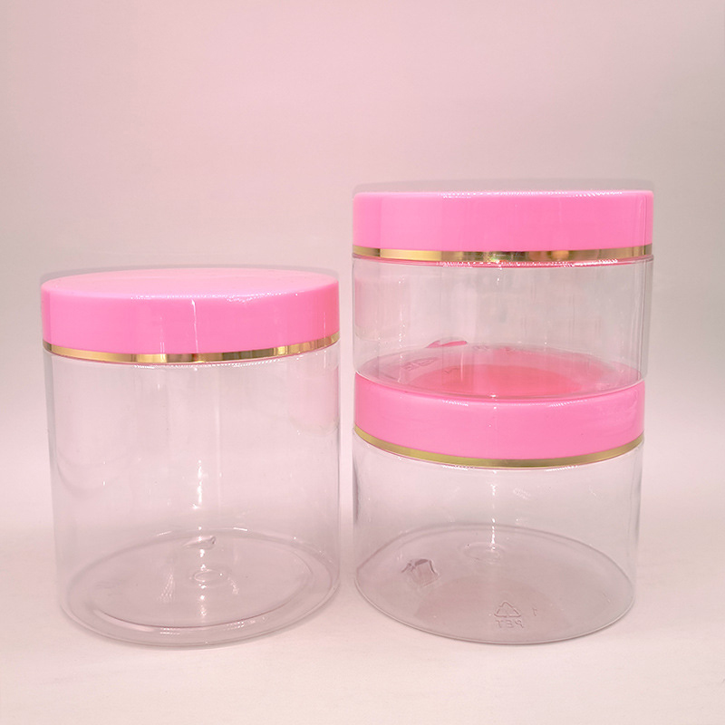 100ml 120ml 200ml 250ml 500ml Empty Cream Plastic Cosmetic Packaging Bottles Plastic Container Jars pink Lids