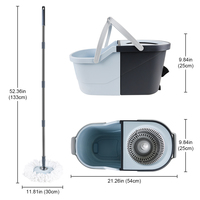Ensemble serpillière et seau super magique bleu Morandi avec manche en acier inoxydable de 133 cm et seau détachable pour le nettoyage des sols de cuisine