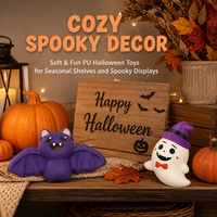 Ensemble de Squishies Halloween à Remontée Lente, Jouet Anti-Stress en Mousse PU Souple Citrouille et Chauve-Souris