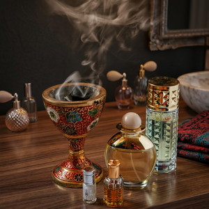 Wooden Metal Incense Burner Saudi Emblem Mabkhara <b>Oud</b> <b>Bakhoor</b> Censer Traditional Arabian Tabletop Home Fragrance - Product Image 4