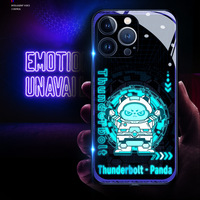 Coque de téléphone en verre trempé lumineuse à commande vocale intelligente pour iPhone 15 Pro Max 14 16 17 AIR Coque mobile lumineuse antichoc