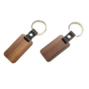 Wooden Engraving Leather Key Chain Wood DIY Personalized Anniversary Brass Keychain Gift Birthday Gift for Loved
