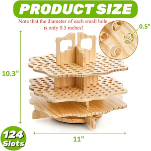 Wooden Rotatable <b>Pen</b> Holder Solid Wood <b>Multi</b> Functional Display Rack For <b>Pens</b> Makeup Brushes 26.1x27.9cm - Product Image 3
