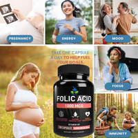 Ausreson Pure Vitamine B9 Acide Folique Complément Prénatal 400mcg Capsule Multivitaminée Fer Zinc Naturel Halal Capsules d'Acide Folique