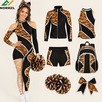 Tenue de majorette à imprimé léopard, veste d'échauffement pour équipe universitaire, pompon, sac et uniforme de danse de majorette