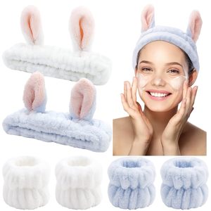 Juego de 3 Diademas y Muñequeras de Spa con Orejas de Animales, Diademas Suaves y Elásticas para Lavar la Cara, Cuidado de la Piel y Maquillaje para Niñas - Product Image 1