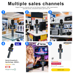 Microphone sans fil omnidirectionnel personnalisable avec haut-parleur et lumière RGB, service OEM/ODM pour la distribution au détail et la marque - Product Image 3