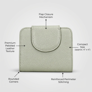 WRIZA Portefeuille court en cuir véritable pour femme, usage quotidien, porte-monnaie compact, porte-cartes, fermeture éclair et fermoir, poche à monnaie compacte - Product Image 4