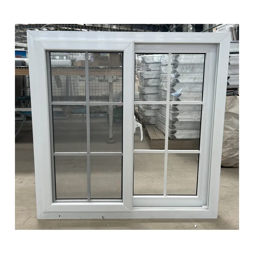 PSW8020 Kunststoff UPVC/PVC doppelt verglaste Vinyl fenster mit Grill Design Flügel PVC-Schiebefenster