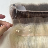 Listo para enviar: Topper de cabello humano con encaje HD 12x2, línea de cabello frontal estilo libre con cordón ajustable para cabello recesado, transpirable
