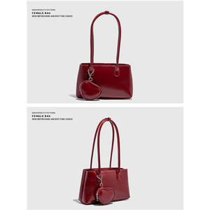 Nuevo Bolso de Hombro de Una Sola Correa para Mujer, Color Rojo, Forro de PU, Cierre con Broches, Impermeable, 26*11*20cm - Product Image 3