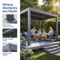 Pergola extérieure en aluminium à lattes orientables effet bois, pergola motorisée intelligente avec contrôle par application, éclairage RGB, capteur de pluie automatique