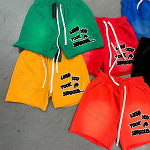 Pantalones Cortos Personalizados de Estilo Hip Hop Urbano, Vintage, de Felpa Francesa, Lavados al Ácido, con Bordado Chenille y Cintura Elástica - Product Image 4