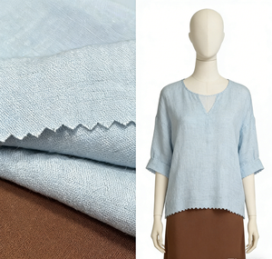 Tissu en viscose et lin slub 150g, largeur 150cm, 14% nylon, 81% viscose, 5% lin, pour vêtements d'été pour filles, rideaux, respirant et infroissable - Product Image 3