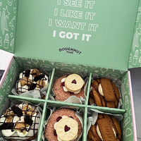 Emballage de boulangerie personnalisé en gros avec logo, emballage alimentaire en papier rose de qualité alimentaire, emballage pour mochi, emballage pour beignets, boîtes de livraison de pâte à biscuits
