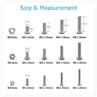 Ensemble de vis à tête hexagonale M3 M4 M5, 500 pièces, acier inoxydable, zingué, tête plate ronde, classe 10.9 et 12.9, boulons et écrous métriques