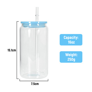 Verre en forme de canette de 16 oz, dégradé de couleurs, givré, pour sublimation, rose, pour eau et bière, avec nouveaux couvercles et pailles – Vente en gros - Product Image 4