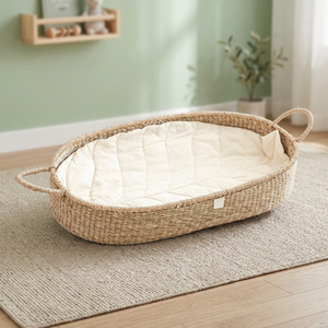 Cestas de cambio de bebé de algas marinas naturales hechas a mano, cesta de cambio de paja ecológica tejida colorida, armario para bebés, uso en el baño - Product Image 1