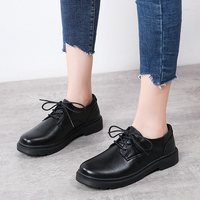 Chaussures Oxford en cuir PU verni pour femmes, taille 35-40, à lacets, plateforme, semelle épaisse, talon épais, style preppy, chaussures habillées pour uniforme scolaire