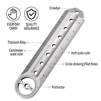 Règle multifonctionnelle EDC en titane usiné CNC, rapporteur industriel 0-180 degrés, outil portable de marquage circulaire pour le dessin quotidien