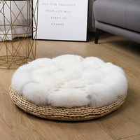 Coussin de siège rond en vraie fourrure de renard, coussin de chaise en peluche douce, tapis de sol en fourrure de renard naturelle argentée pour la décoration du salon et du canapé à la maison