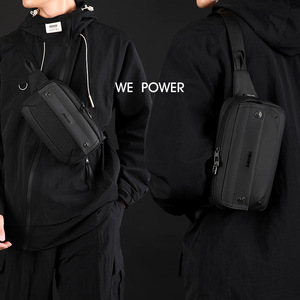 New Small Square Nylon Waterproof Wear-Resistant Men's Waist <b>Chest</b> Travel Commuting <b>Storage</b> Bag Stitching Zipper Closure - Product Image 4