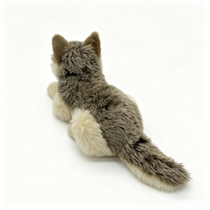 Peluche di Lupo Sdraiato Realistico Personalizzato, Giocattolo in Peluche di Lupo Grigio con Texture in Vera Pelliccia per Arredamento Casa, Negozio di Regali, Vendita all'Ingrosso - Product Image 5