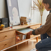 Meuble TV en bois massif Nordic Cloud, moderne, écologique, durable, pour salon, chambre, appartement, meubles de maison