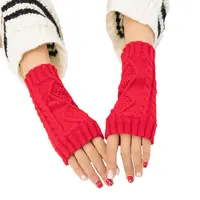 여성 세련된 손 따뜻한 겨울 장갑 팔 크로 셰 뜨개질 뜨개질 가짜 양모 벙어리 장갑 따뜻한 손가락없이 장갑