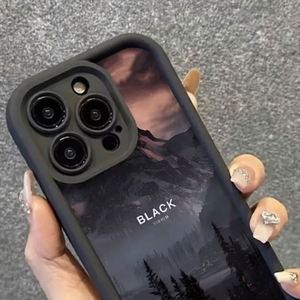 Coque de téléphone portable à dos noir style aquarelle dégradée pour iPhone 14 15 11 12 13 Pro Max 16 17 Plus Xs Max XR 7 8, protection intégrale - Product Image 4