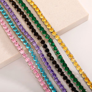 Cheapest Price Hip Hop Colorful Zircon Necklace Copper <b>Iced</b> <b>Out</b> 4mm ZC Tennis <b>Chain</b> Necklace - Product Image 5