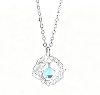 Collier ras-de-cou élégant en argent sterling 925 avec pierre de lune motif oiseau, style nature rêveuse
