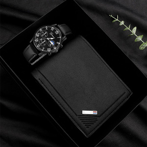 Montre à quartz pour homme minimaliste avec bracelet en cuir PU, cadran en verre, accessoires, coffret cadeau pour la fête des pères - Product Image 1