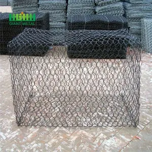 Không thấm nước PVC tráng gabion Giỏ hộp sắt trang trí khung với nhúng nóng kết thúc lỗ vuông lồng đá cho công viên hàng rào cửa