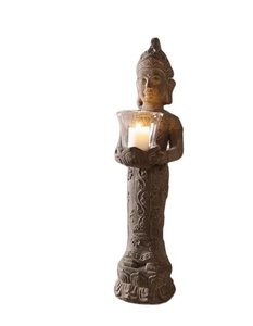 <span class=keywords><strong>Statua</strong></span> <span class=keywords><strong>di</strong></span> <span class=keywords><strong>Buddha</strong></span> in Resina con Portacandele in Vetro per Decorare il Giardino - Product Image 1