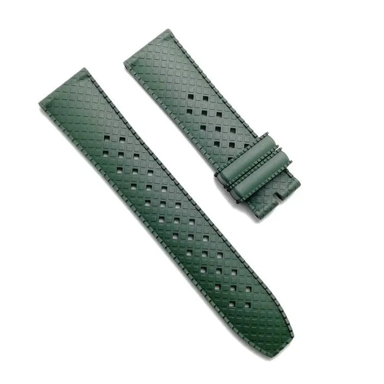20mm 22mm Top quality real vulcan fkm rubber green watch strap Smart Watch Band Wrist Fluororubber Watch Strap Replacement