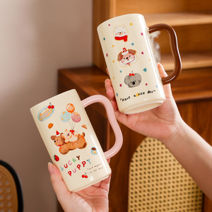 Mug en céramique mignon de chiot de dessin animé 410 ml, compatible lave-vaisselle et micro-ondes, cadeau pour filles pour les fêtes, la maison, le bureau, le thé de l'après-midi, le café - Product Image 3