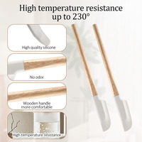 Mini Spatule en Silicone de Qualité Alimentaire avec Manche en Bois, Spatule de Cuisine pour le Beurre, la Confiture et les Ensembles d'Outils de Cuisson