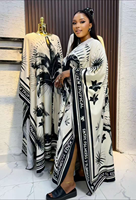 Robe Kaftan Ample Imprimée Flamants Roses Noirs et Blancs Tendance 2026 – Robe Africaine d'Été Imprimée Grande Taille pour Femme