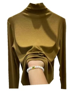 Maglia Termica da <span class=keywords><strong>Donna</strong></span> in Velluto Tedesco Eco-Friendly in Poliestere, Collo Alto, Tinta Unita, Spazzolata, Strato Base - Product Image 6