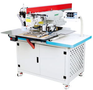 Máquina de coser bolsillos de una sola cabeza DS-3520JG con corte de patrones de bolsillos de jeans por láser y plegado en frío - Product Image 1
