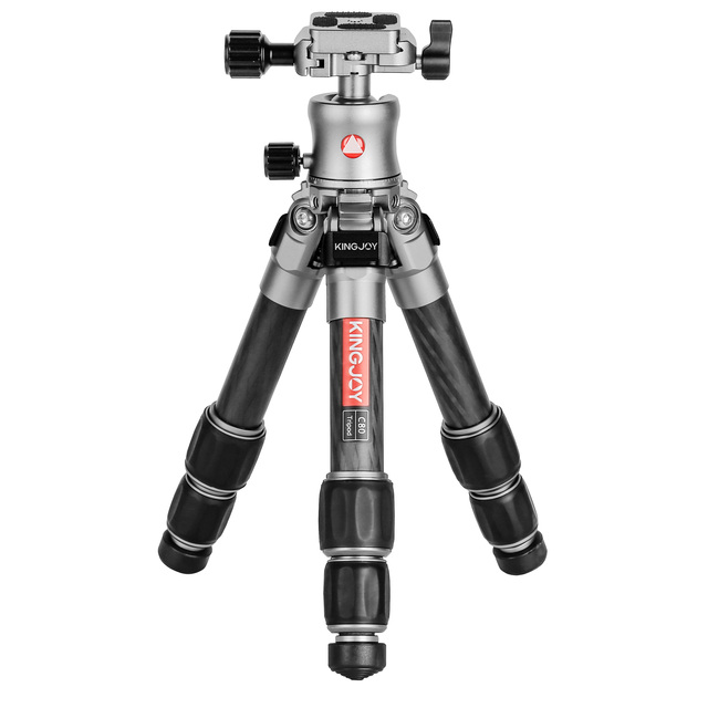 KINJOY C80 Extendable Carbon Fiber Tripod 25kg Load Capacity Bubble Level Portable Vlog Travel Desktop for iPhone DSLR Phone