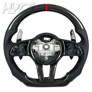 Volante Deportivo de Cuero y Fibra de Carbono Compatible con <span class=keywords><strong>Mercedes</strong></span> Benz W205 W213 Clase C E GLC CLE GLE E300 C260 350 - Product Image 1