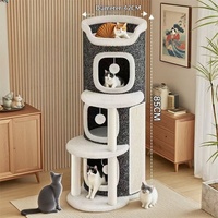 Nouveau Nid pour Chat Semi-fermé Intégré Quatre Saisons Universel, Chaud pour l'Hiver, Double Couche, avec Griffoir et Plateforme d'Escalade