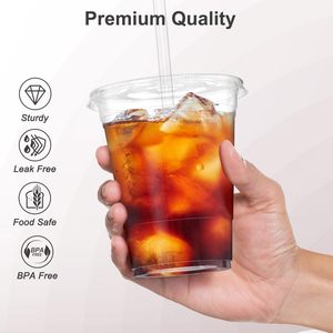 Vasos de Plástico Transparente Desechables al por Mayor con Logotipo Personalizado, de 12, 14, 16, 20, 24 y 32 oz, con Tapas y Pajitas, Resistentes y Seguros para Alimentos, para Café Helado - Product Image 3