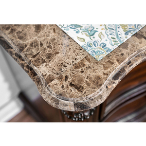 Marble Top Nightstand With 2 <b>Drawers</b> Brown Cherry Wood <b>Storage</b> <b>Drawer</b> Cabinet Bedroom Furniture - Product Image 4
