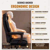 Chaise de bureau de direction ergonomique pivotante et inclinable de luxe, moderne, confortable, avec repose-pieds, noire